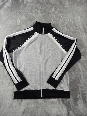 PINK Victoria's Secret Gray and Black Zip-Up Track Jacket